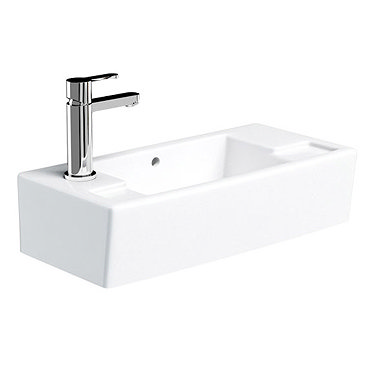 Britton Bathrooms - Narrow Cloakroom Washbasin - Left or Right Handed Option Profile Large Image