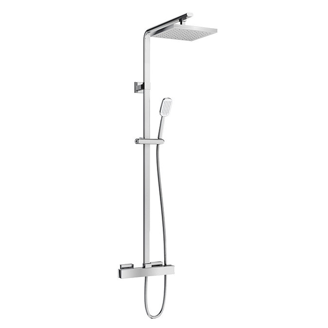 Britton Bathrooms - Square Exposed Thermostatic Shower Valve with Handset & Hose Large Image