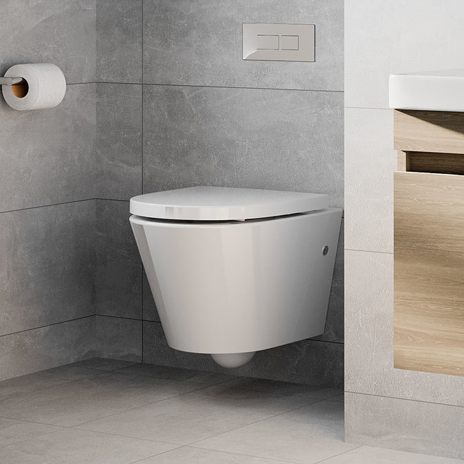 Britton Bathrooms Sphere Rimless Wall Hung Pan + Soft Close Seat  Standard Large Image