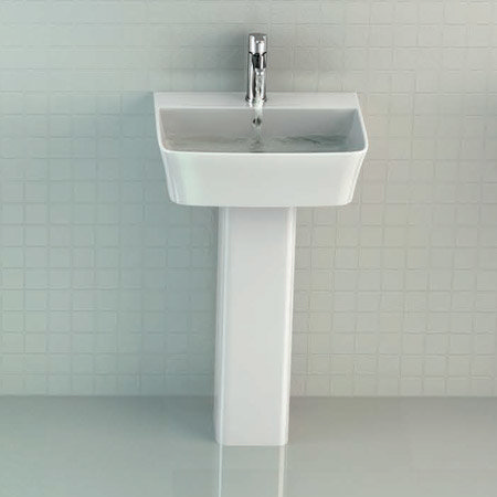 Britton Bathrooms - Tall S48 Washbasin with Round Full Pedestal - 2 Size Options Profile Large Image