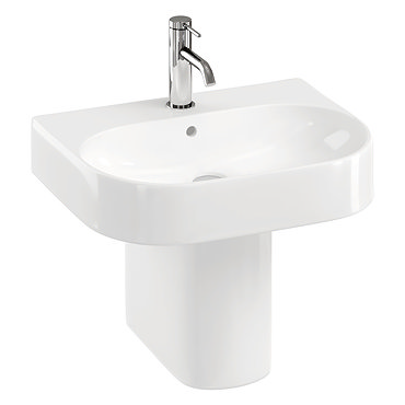 Britton Bathrooms Trim 500mm 1TH Basin with Semi Pedestal  Profile Large Image