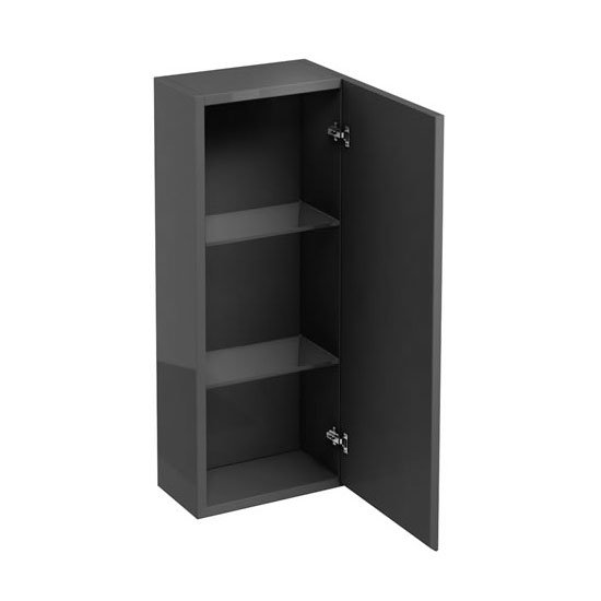 Britton Bathrooms - W300 x H750 Single Mirrored Door Wall Cabinet - Anthracite Grey Large Image