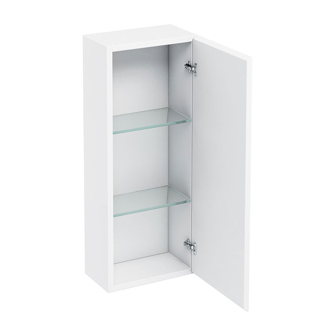Britton Bathrooms - W300 x H750 Single Mirrored Door Wall Cabinet - White Large Image