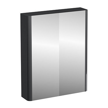 Britton Bathrooms - W600 x H750 Compact Double Mirrored Door Wall Cabinet - Anthracite Grey Profile 