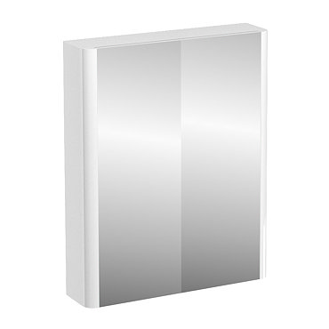 Britton Bathrooms - W600 x H750 Compact Double Mirrored Door Wall Cabinet - White Profile Large Imag