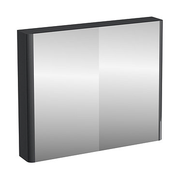 Britton Bathrooms - W900 x H750 Compact Double Mirrored Door Wall Cabinet - Anthracite Grey Profile 