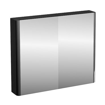 Britton Bathrooms - W900 x H750 Compact Double Mirrored Door Wall Cabinet - Black Profile Large Imag