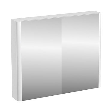 Britton Bathrooms - W900 x H750 Compact Double Mirrored Door Wall Cabinet - White Profile Large Imag