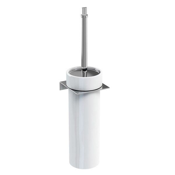 Britton Bathrooms - WC Brush in a Ceramic holder on a Stainless Steel shelf Holder Large Image