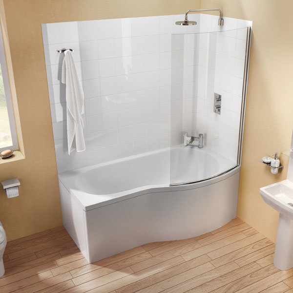 Britton Clearline EcoRound 1700mm Shower Bath  Profile Large Image