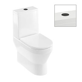Britton Curve2 Rimless Close Coupled Back To Wall Toilet with Matt Black Flush Button + Soft Close S