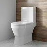 Britton Curve2 Rimless Close Coupled Open Back Toilet with Matt Black Flush Button + Soft Close Seat
