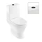 Britton Curve2 Rimless Close Coupled Open Back Toilet with Matt Black Flush Button + Soft Close Seat