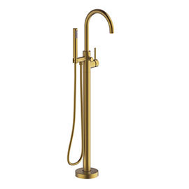 Britton Hoxton Floor Standing Bath Shower Mixer - Brushed Brass Medium Image