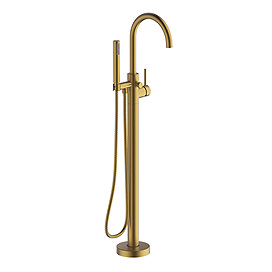 Britton Hoxton Floor Standing Bath Shower Mixer - Brushed Brass Large Image