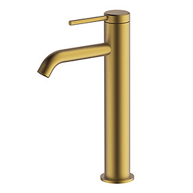 Britton Hoxton Tall Basin Mixer - Brushed Brass Large Image