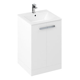 Britton MyHome 600mm Floor Standing 2-Door Vanity Unit - White Large Image