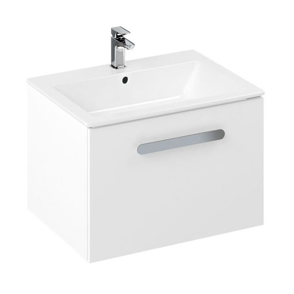Britton MyHome 600mm Wall Hung Single Drawer Vanity Unit - White Large Image