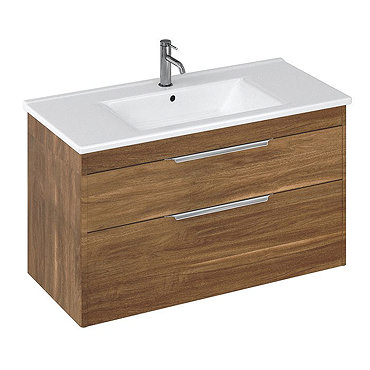 Britton Shoreditch 1000mm Wall-Hung Double Drawer Vanity Unit - Caramel  Profile Large Image