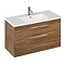 Britton Shoreditch 1000mm Wall-Hung Double Drawer Vanity Unit - Caramel Large Image