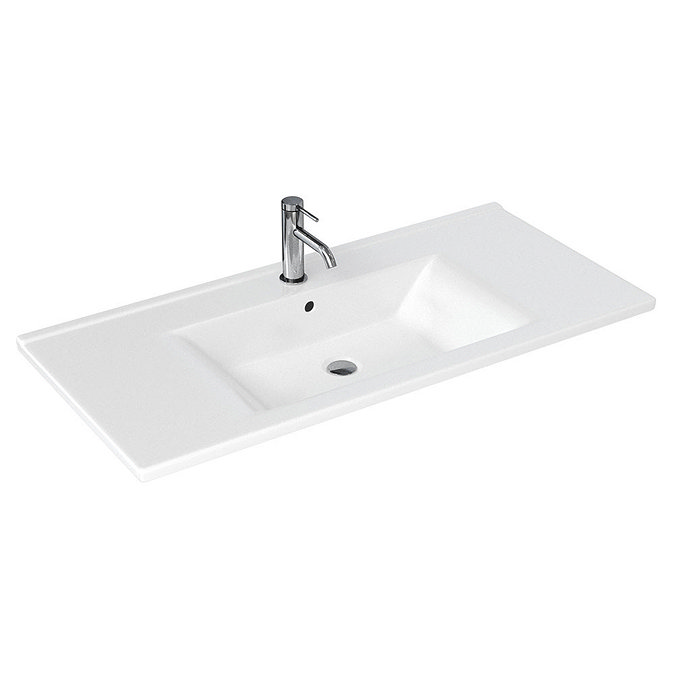 Britton Shoreditch 1000mm Wall-Hung Double Drawer Vanity Unit - Matt White Profile Large Image