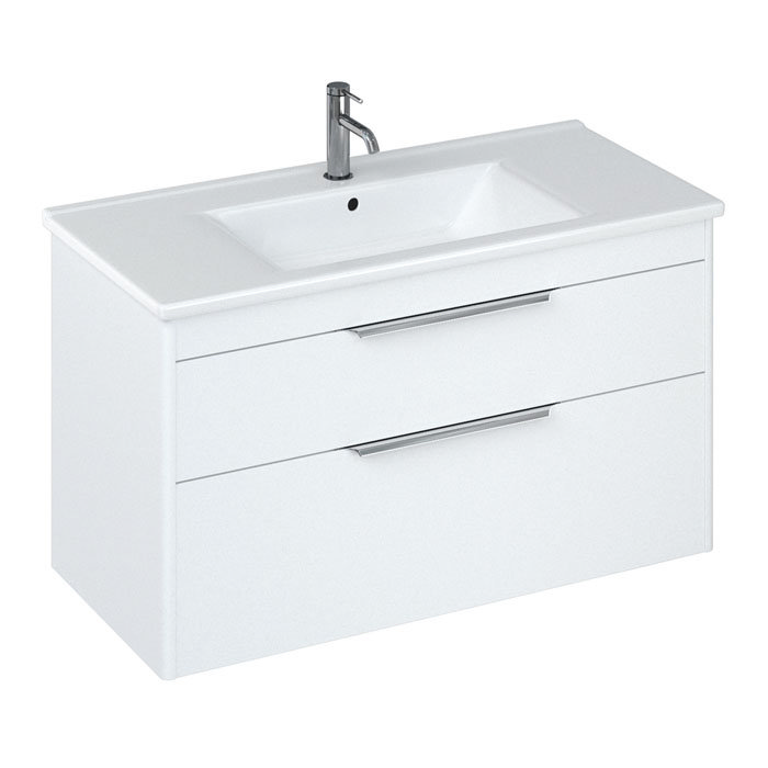 Britton Shoreditch 1000mm Wall-Hung Double Drawer Vanity Unit - Matt White Large Image