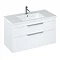 Britton Shoreditch 1000mm Wall-Hung Double Drawer Vanity Unit - Matt White Large Image