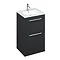 Britton Shoreditch 550mm Floor Standing Double Drawer Vanity Unit with Chrome Handles - Matt Grey La