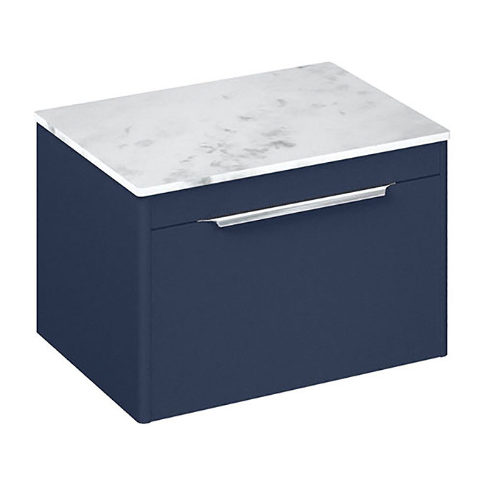 Britton Shoreditch 650mm Single Drawer Vanity Unit with Chrome Handle & Carrara White Worktop - Matt