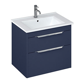 Britton Shoreditch 650mm Wall-Hung Double Drawer Unit - Matt Blue Large Image
