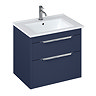 Britton Shoreditch 650mm Wall-Hung Double Drawer Unit - Matt Blue Large Image