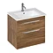 Britton Shoreditch 650mm Wall-Hung Double Drawer Vanity Unit - Caramel Large Image