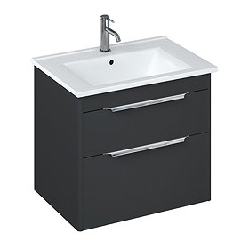 Britton Shoreditch 650mm Wall-Hung Double Drawer Vanity Unit - Matt Grey Large Image