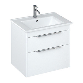 Britton Shoreditch 650mm Wall-Hung Double Drawer Vanity Unit - Matt White Large Image