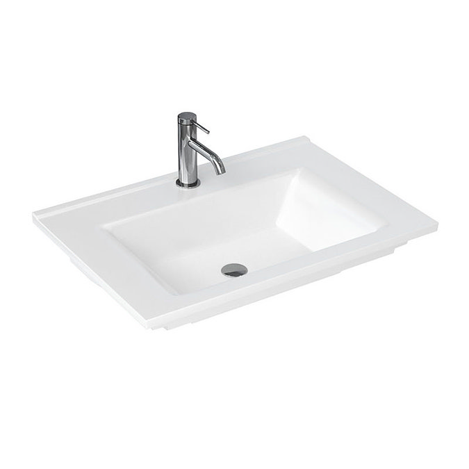 Britton Shoreditch 650mm Wall-Hung Double Drawer Vanity Unit with Black Handles - Caramel Profile L