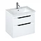 Britton Shoreditch 650mm Wall-Hung Double Drawer Vanity Unit with Black Handles - Matt White Large I