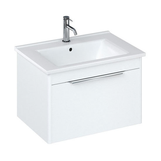 Britton Shoreditch 650mm Wall-Hung Single Drawer Vanity Unit - Matt White Large Image