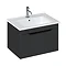 Britton Shoreditch 650mm Wall-Hung Single Drawer Vanity Unit with Black Handle - Matt Grey Large Ima