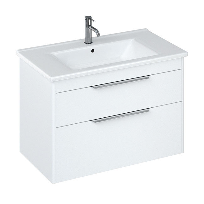 Britton Shoreditch 850mm Wall-Hung Double Drawer Vanity Unit - Matt White Large Image