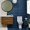 Britton Shoreditch 850mm Wall-Hung Double Drawer Vanity Unit with Brass Handles - Caramel Standard Large Image