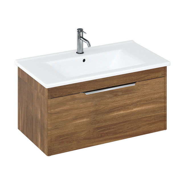 Britton Shoreditch 850mm Wall-Hung Single Drawer Vanity Unit - Caramel Large Image