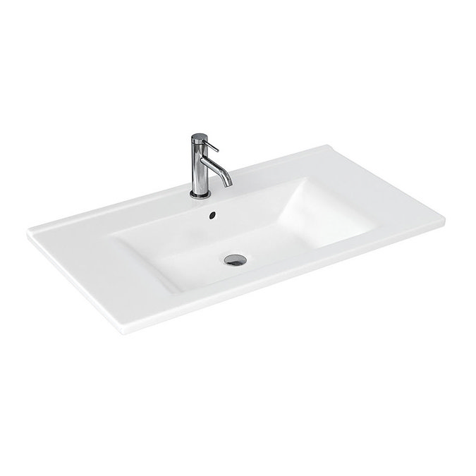 Britton Shoreditch 850mm Wall-Hung Single Drawer Vanity Unit - Matt White Profile Large Image