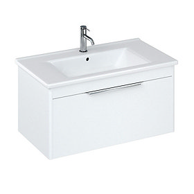 Britton Shoreditch 850mm Wall-Hung Single Drawer Vanity Unit - Matt White Large Image