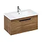 Britton Shoreditch 850mm Wall-Hung Single Drawer Vanity Unit with Black Handle - Caramel Large Image