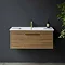 Britton Shoreditch 850mm Wall-Hung Single Drawer Vanity Unit with Brass Handle - Caramel Standard Large Image