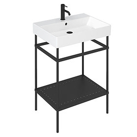 Britton Shoreditch Frame 600mm Basin & Black Wash Stand Large Image