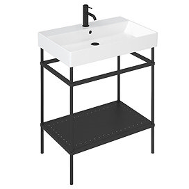 Britton Shoreditch Frame 700mm Basin & Black Wash Stand Large Image
