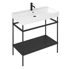 Britton Shoreditch Frame 850mm Basin & Black Wash Stand Large Image