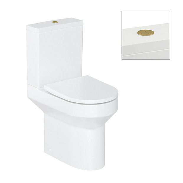 Britton Shoreditch Round Close Coupled Rimless Toilet with Brushed