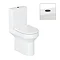 Britton Shoreditch Round Close Coupled Rimless Toilet with Matt Black Flush Button + Soft Close Seat
